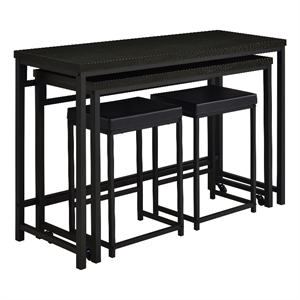 Pemberly Row 4-piece Multipurpose Wood Counter Height Table Set Black