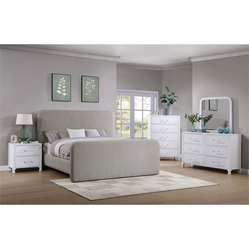 Pemberly Row Modern Fabric Upholstered Eastern King Platform Bed Gray