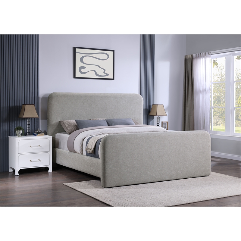 Pemberly Row Modern Fabric Upholstered Eastern King Platform Bed Gray