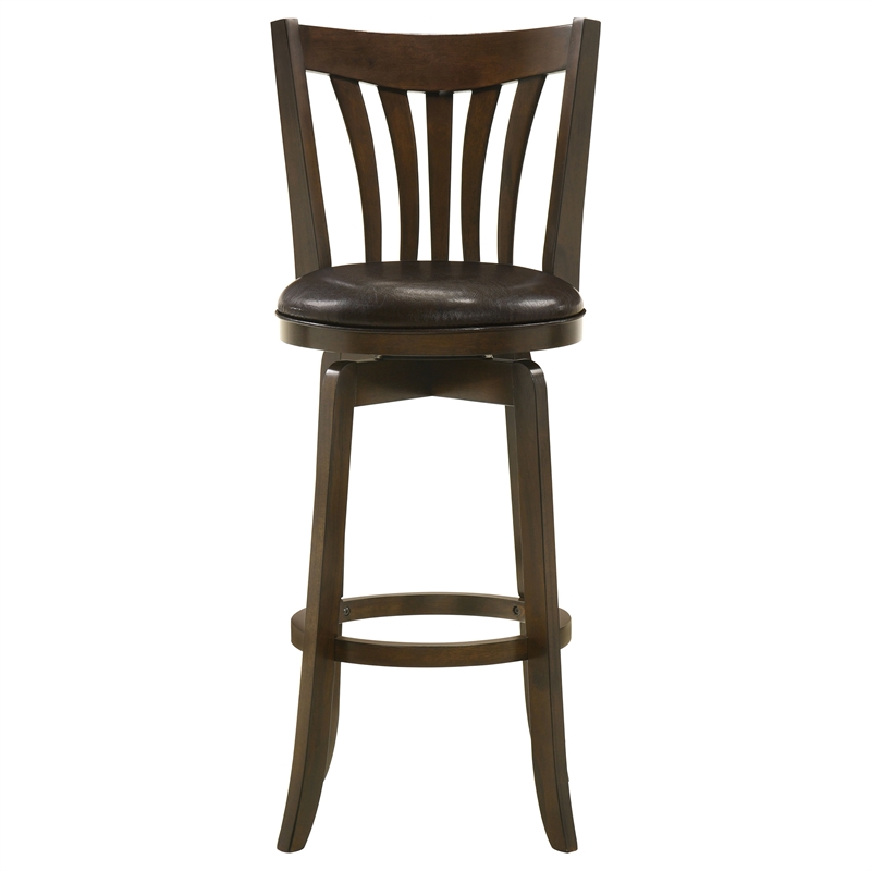 Pemberly Row Wood Pub Height Swivel Bar Stool Padded Seat Dark Cherry
