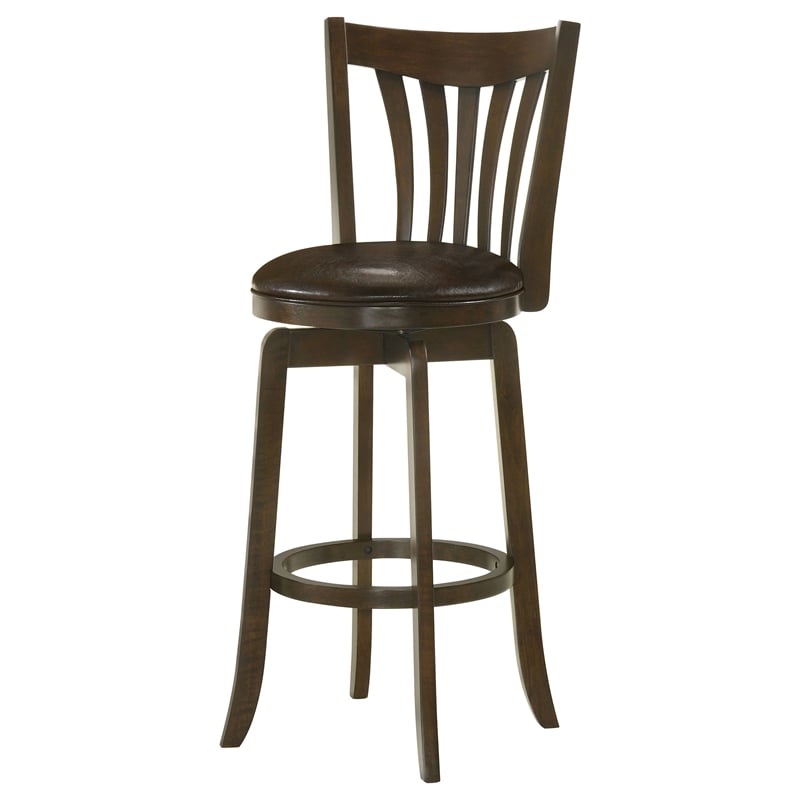 Pemberly Row Wood Pub Height Swivel Bar Stool Padded Seat Dark Cherry