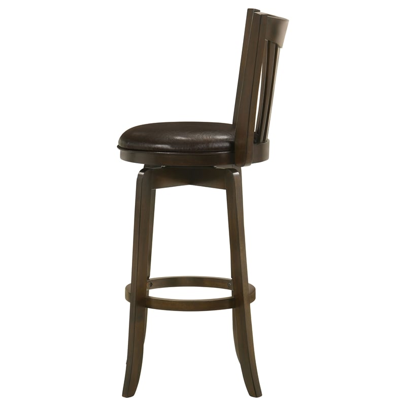 Pemberly Row Wood Pub Height Swivel Bar Stool Padded Seat Dark Cherry