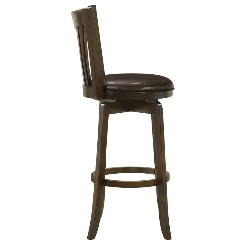 Pemberly Row Wood Pub Height Swivel Bar Stool Padded Seat Dark Cherry