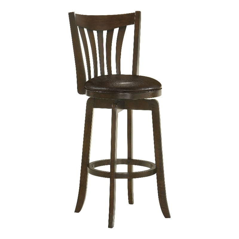 Pemberly Row Wood Pub Height Swivel Bar Stool Padded Seat Dark Cherry