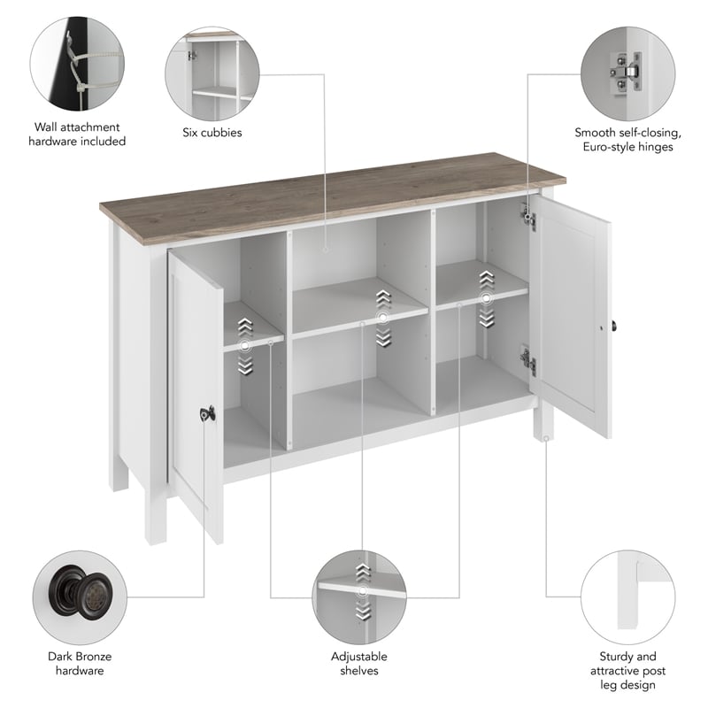 Pemberly Row Accent Cabinet with Doors in Pure White and Shiplap Gray