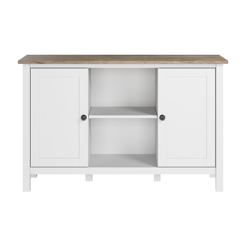 Pemberly Row Accent Cabinet with Doors in Pure White and Shiplap Gray