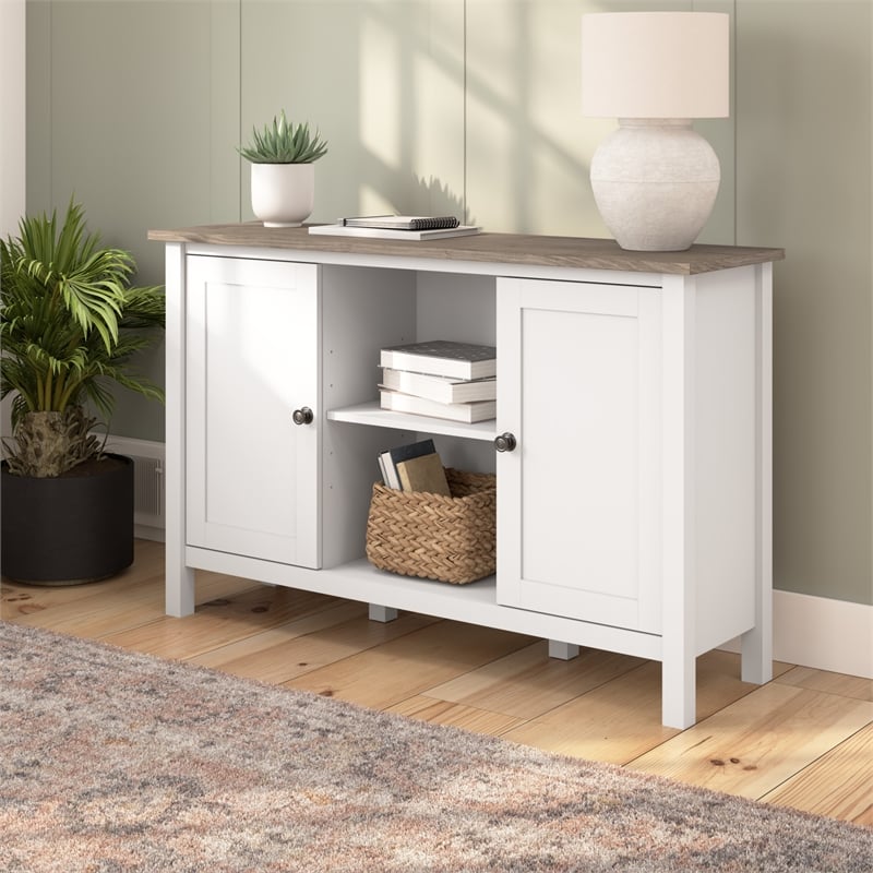 Pemberly Row Accent Cabinet with Doors in Pure White and Shiplap Gray
