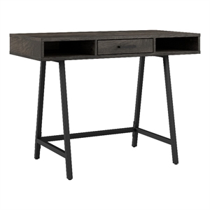 Pemberly Row 40&quotW Writing Desk in Dark Gray Hickory - Engineered Wood
