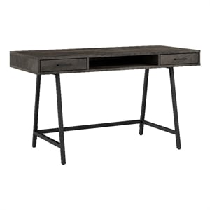 Pemberly Row 54&quotW Writing Desk in Dark Gray Hickory - Engineered Wood