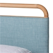Pemberly Row Baby Blue Fabric and Natural Wood Queen Size Platform Bed