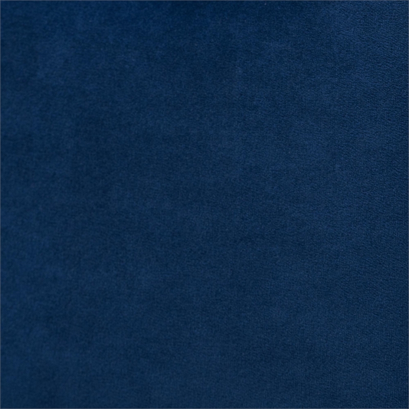Pemberly Row Blue Velvet Fabric and Brown Wood Queen Size Platform Bed