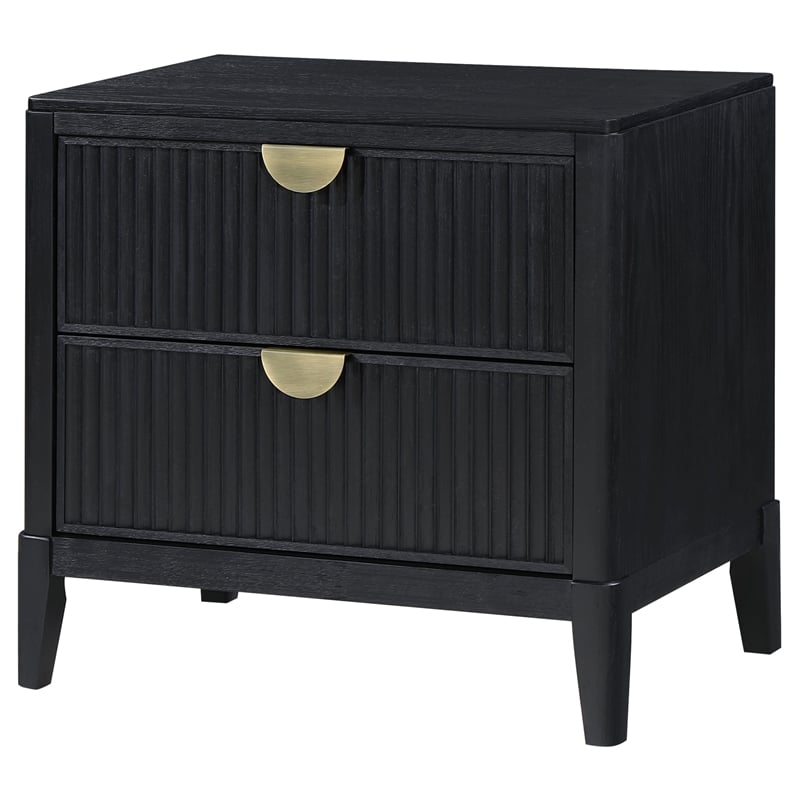 Pemberly Row Transitional 2-drawer Wood Nightstand Bedside Table Black