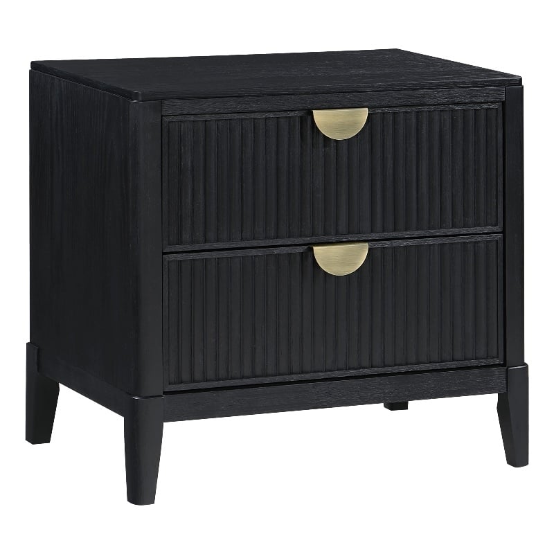 Pemberly Row Transitional 2-drawer Wood Nightstand Bedside Table Black