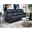 Pemberly Row Faux Leather Motion Reclining Sofa with Drop Down Table Blue