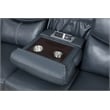 Pemberly Row Faux Leather Motion Reclining Sofa with Drop Down Table Blue