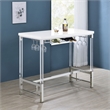 Pemberly Row Wood Pub Height Bar Table with Wine Storage White High Gloss