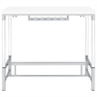 Pemberly Row Wood Pub Height Bar Table with Wine Storage White High Gloss