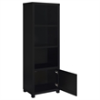 Pemberly Row 3-shelf Wood Media Tower Bookcase with Storage Cabinet Black