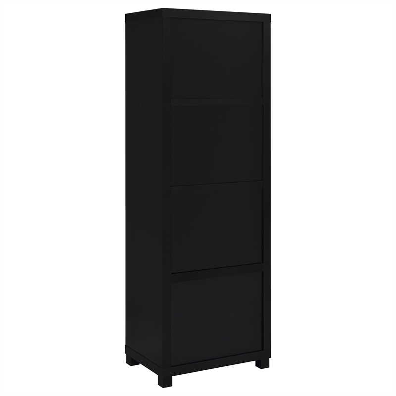 Pemberly Row 3-shelf Wood Media Tower Bookcase with Storage Cabinet Black