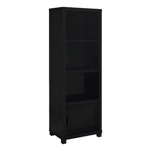 Pemberly Row 3-shelf Wood Media Tower Bookcase with Storage Cabinet Black