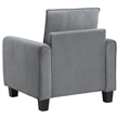 Pemberly Row Traditional Velvet Upholstered Rolled Arms Accent Chair Gray