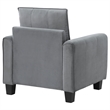 Pemberly Row Traditional Velvet Upholstered Rolled Arms Accent Chair Gray