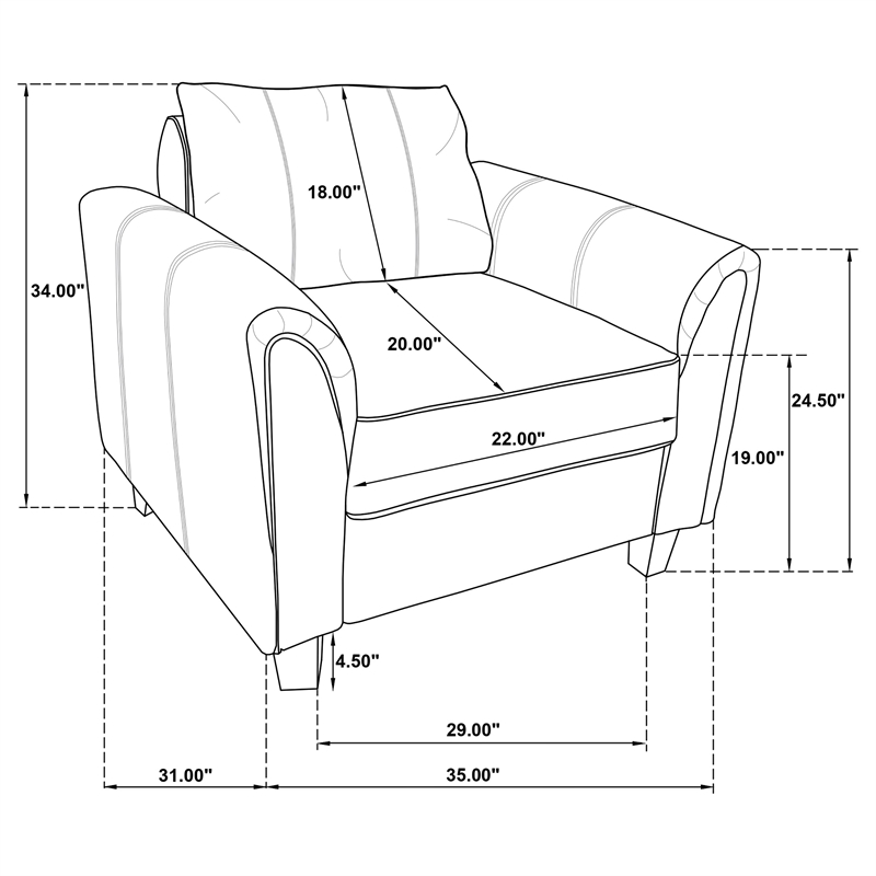 Pemberly Row Traditional Velvet Upholstered Rolled Arms Accent Chair Gray