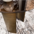 Pemberly Row Round Metal End Table Tawny Tempered Glass Top Brushed Bronze