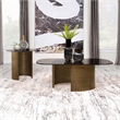 Pemberly Row Round Metal End Table Tawny Tempered Glass Top Brushed Bronze