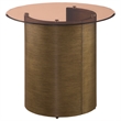 Pemberly Row Round Metal End Table Tawny Tempered Glass Top Brushed Bronze