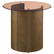 Pemberly Row Round Metal End Table Tawny Tempered Glass Top Brushed Bronze