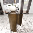 Pemberly Row Round Metal End Table Tawny Tempered Glass Top Brushed Bronze