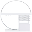 Pemberly Row Circular LED Wood Home Bar with Wine Storage White High Gloss