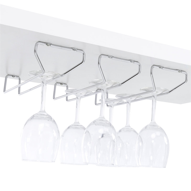 Pemberly Row Circular LED Wood Home Bar with Wine Storage White High Gloss