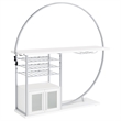 Pemberly Row Circular LED Wood Home Bar with Wine Storage White High Gloss