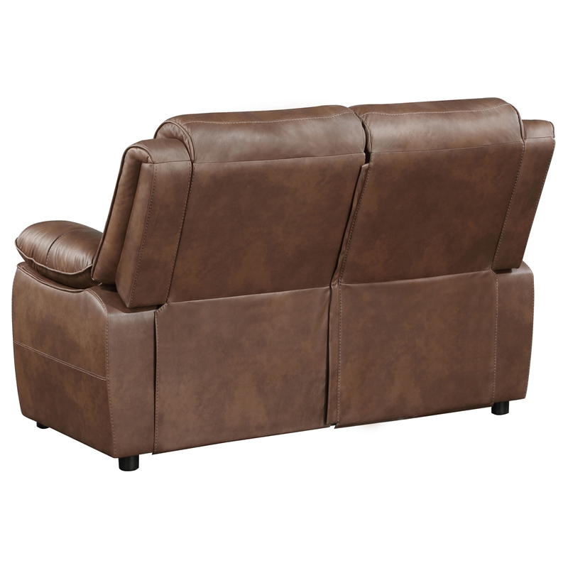 Pemberly Row 2-piece Faux Leather Upholstered Sofa Set Dark Brown
