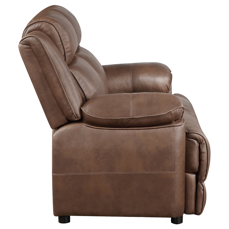 Pemberly Row 2-piece Faux Leather Upholstered Sofa Set Dark Brown