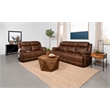 Pemberly Row 2-piece Faux Leather Upholstered Sofa Set Dark Brown