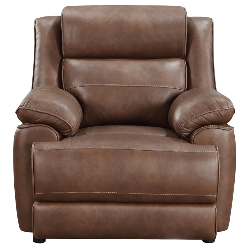 Pemberly Row 3-piece Faux Leather Upholstered Sofa Set Dark Brown