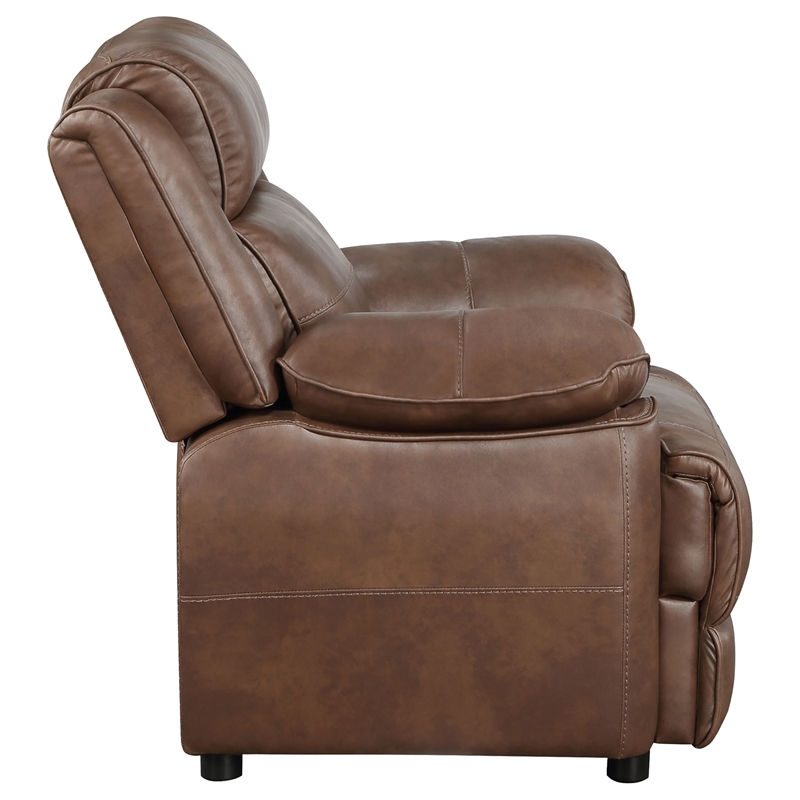 Pemberly Row 3-piece Faux Leather Upholstered Sofa Set Dark Brown