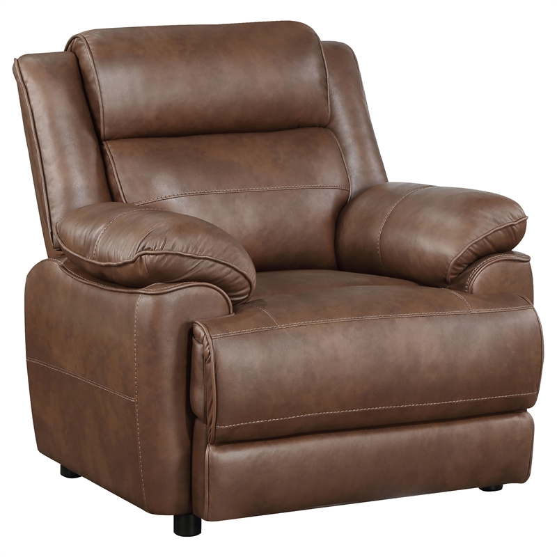 Pemberly Row 3-piece Faux Leather Upholstered Sofa Set Dark Brown