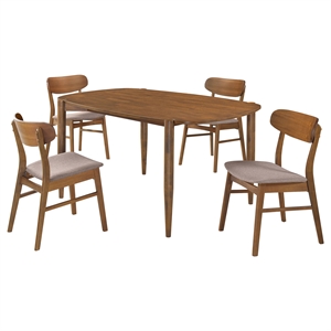 Pemberly Row Modern 5-piece Wood Oval Solid Wood Dining Set Walnut