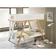 Pemberly Row Modern Wood Twin Over Twin Bunk Bed White and Natural