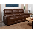 Pemberly Row Modern Faux Leather Power Reclining Sofa Saddle Brown
