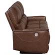 Pemberly Row Modern Faux Leather Power Reclining Sofa Saddle Brown
