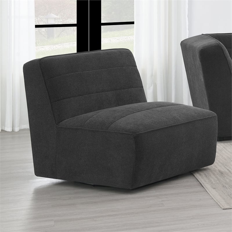 Pemberly Row Modern Fabric Upholstered Armless Chair Dark Charcoal