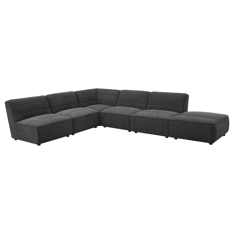 Pemberly Row Modern Fabric Upholstered Armless Chair Dark Charcoal