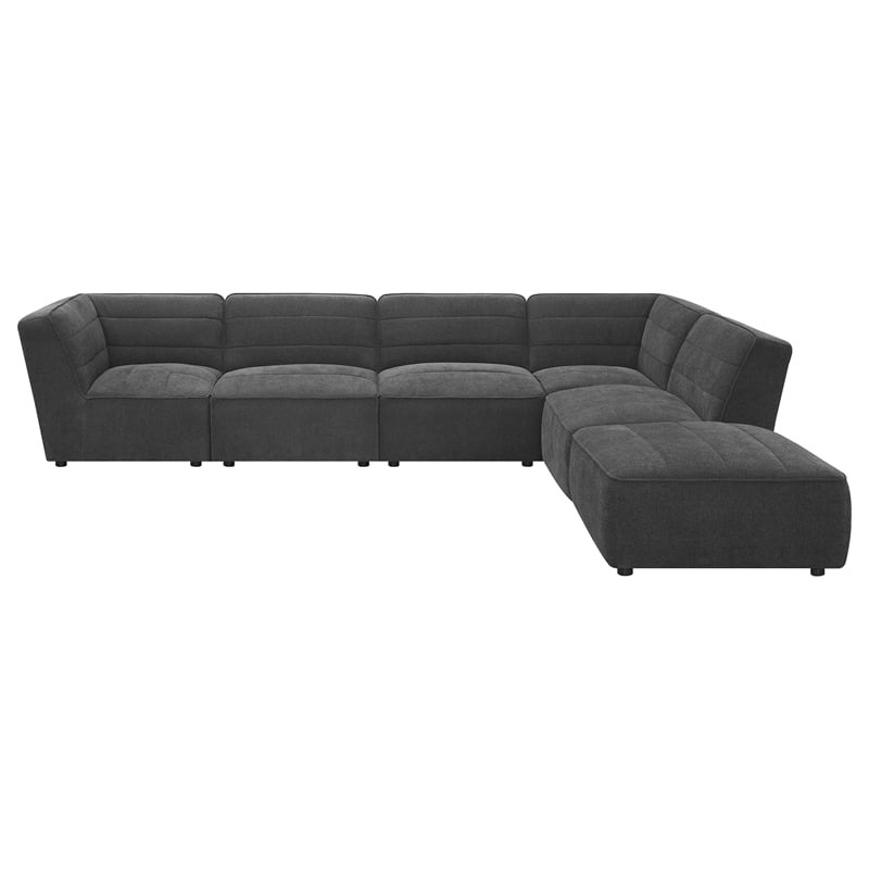 Pemberly Row Modern Fabric Upholstered Armless Chair Dark Charcoal