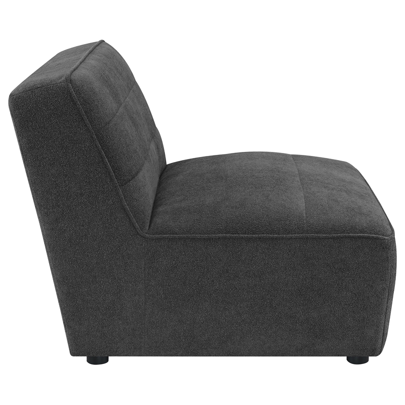 Pemberly Row Modern Fabric Upholstered Armless Chair Dark Charcoal