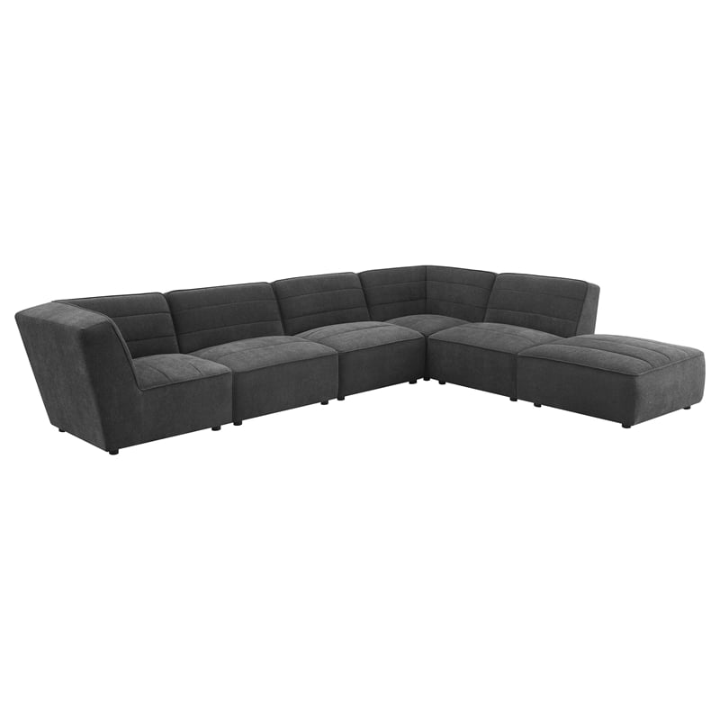 Pemberly Row Modern Fabric Upholstered Armless Chair Dark Charcoal